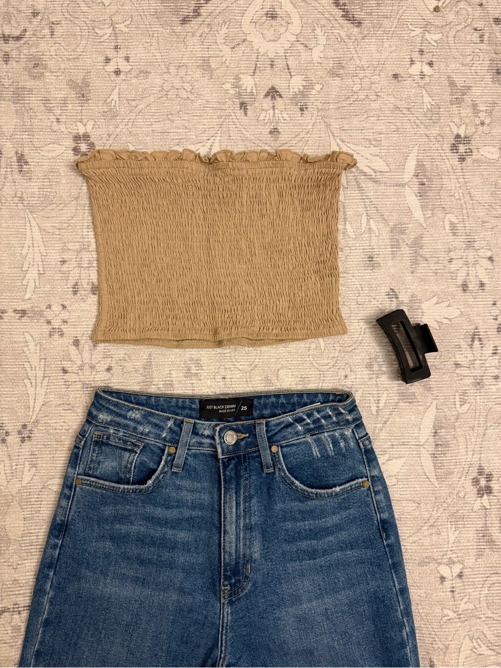 Smocked Ruffled Tube Top in Tan from Bobbles and Lace Boutique